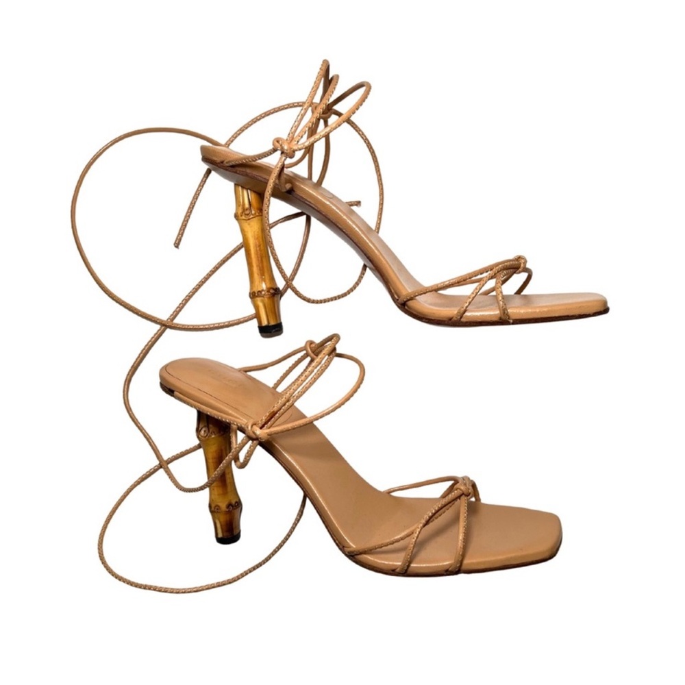 Gucci Tom Ford Nude Bamboo Tie up heels